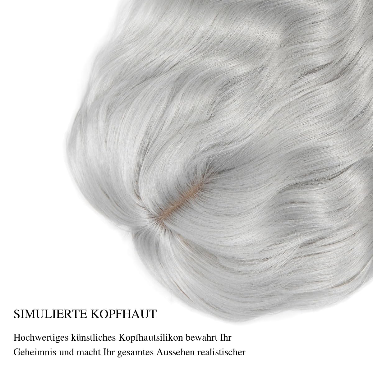 Yamel Hair Topper with Bangs Natural Synthetic 14 Inch Silver Wave Wiglets Hairpieces for Women - Image 3