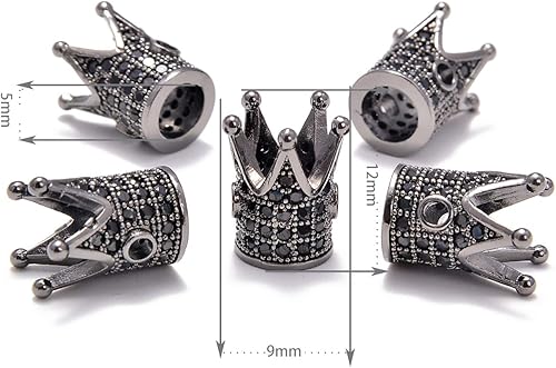 Vista 2 de AD Beads Zircon pavimenta diamantes de imitación corona rey o reina corona para pulsera conector encanto espaciador cuentas