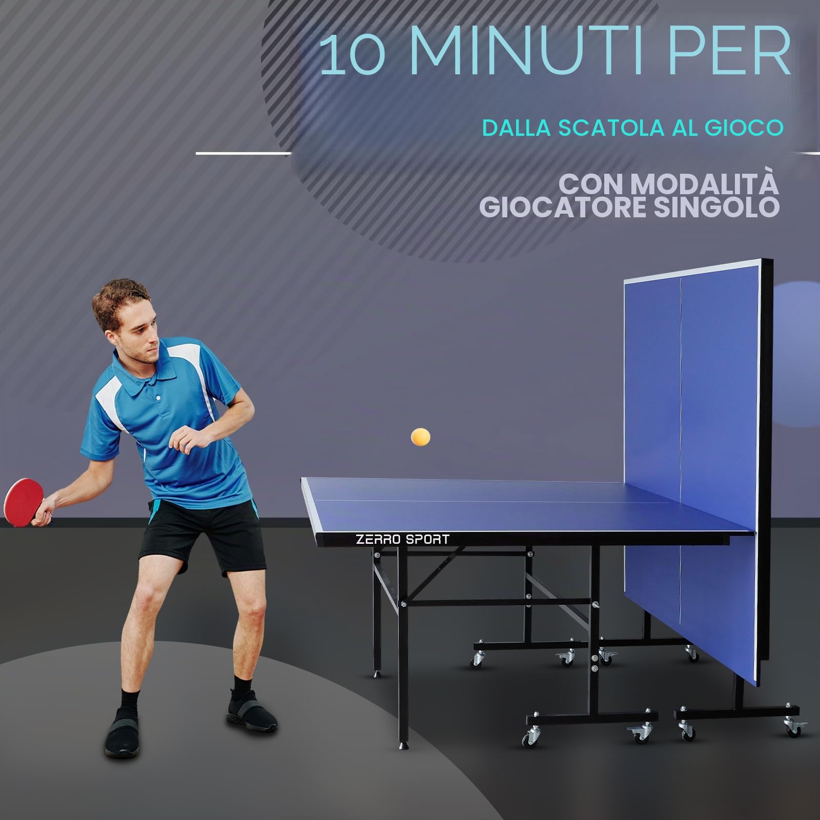 ZERRO Tavolo Ping Pong Pieghevole Interno, MDP spesso 15 mm, 274 * 152.5 * 76cm, Dimensioni Standard Internazionali, con Rete