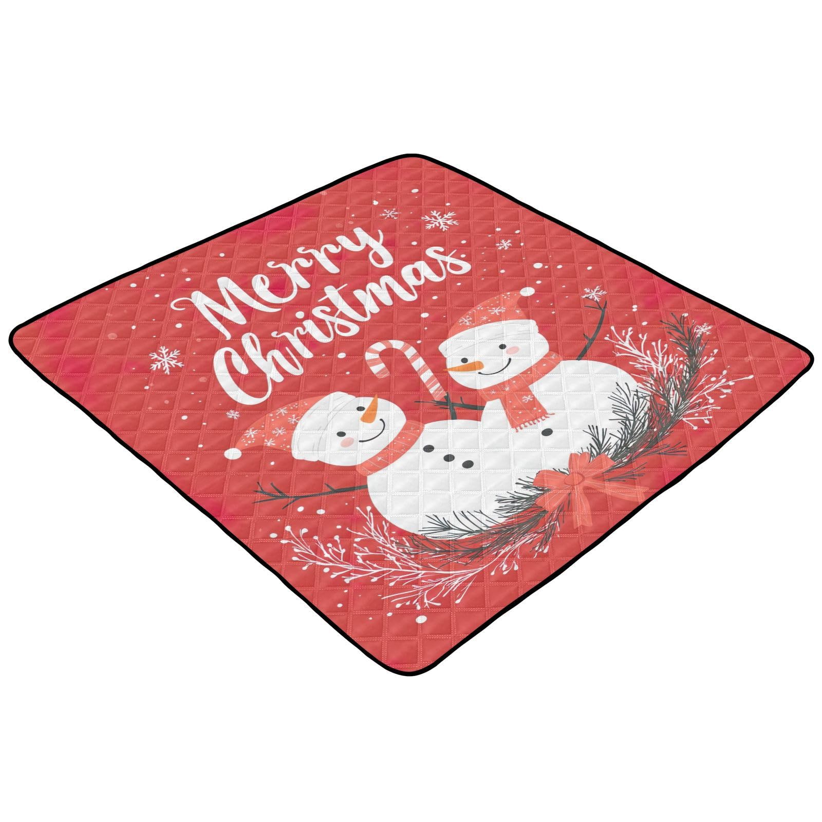 BOESI Doodle Merry Christmas Pattern Baby Play Mat, 50“ X 50” Washable Folding Crawling Mat, Baby Floor Mat, Soft, Thick, Non-Slip