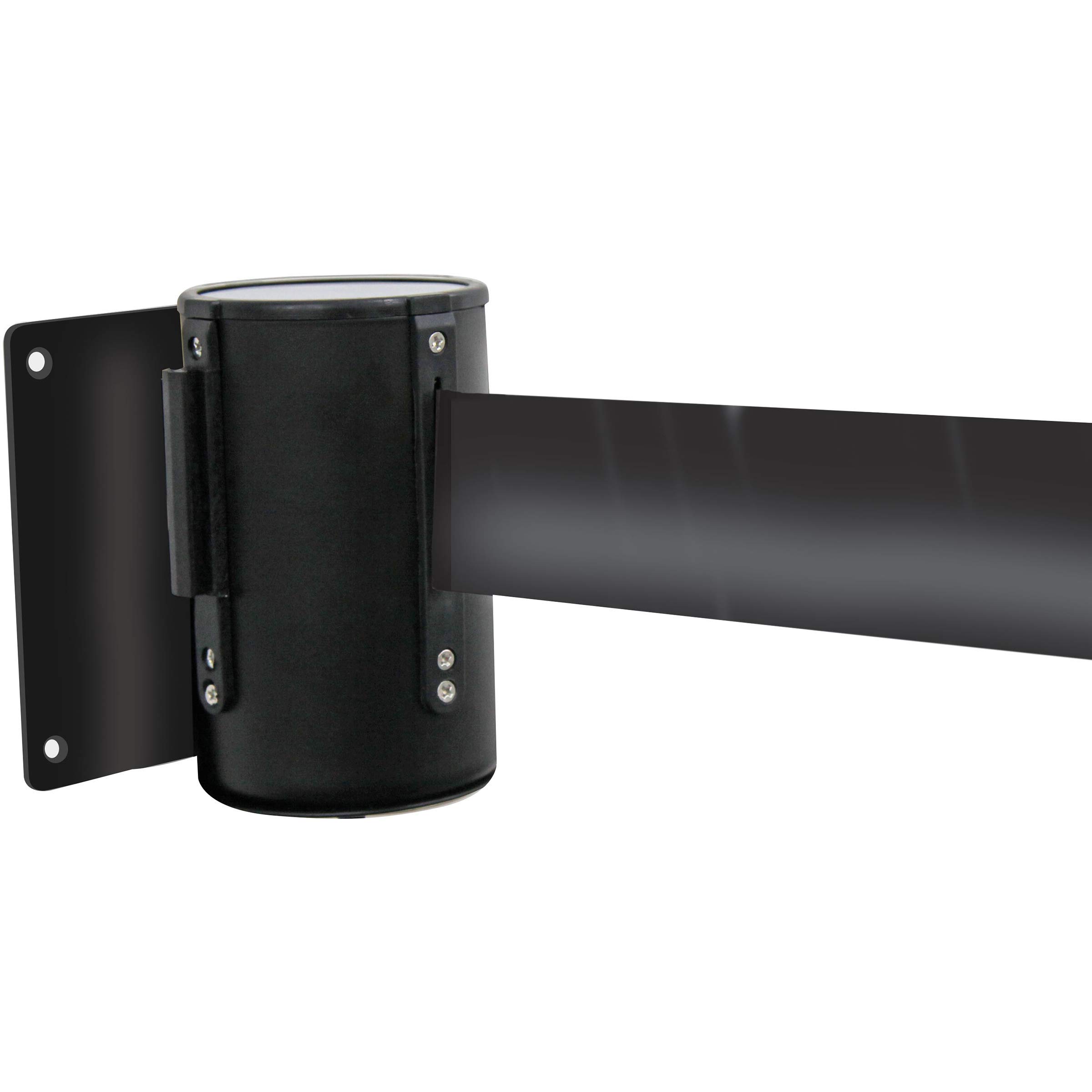 The Workplace Depot Black Retractable Barrier, Wall Mounted Pull Out Queue Belt, Queuing Safety Tape Cordon ( 2.3M)