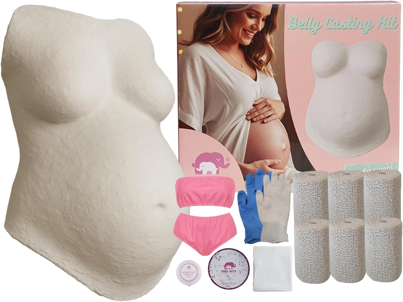 Belly Casting Kit Pregnancy - Easy DIY Belly Cast Plaster Kit with 6 Plaster Rolls & Accessories, Baby Bump Keepsake, Maternity Belly Cast, Pregnant Molding Kit, Baby Gift for Expecting Moms