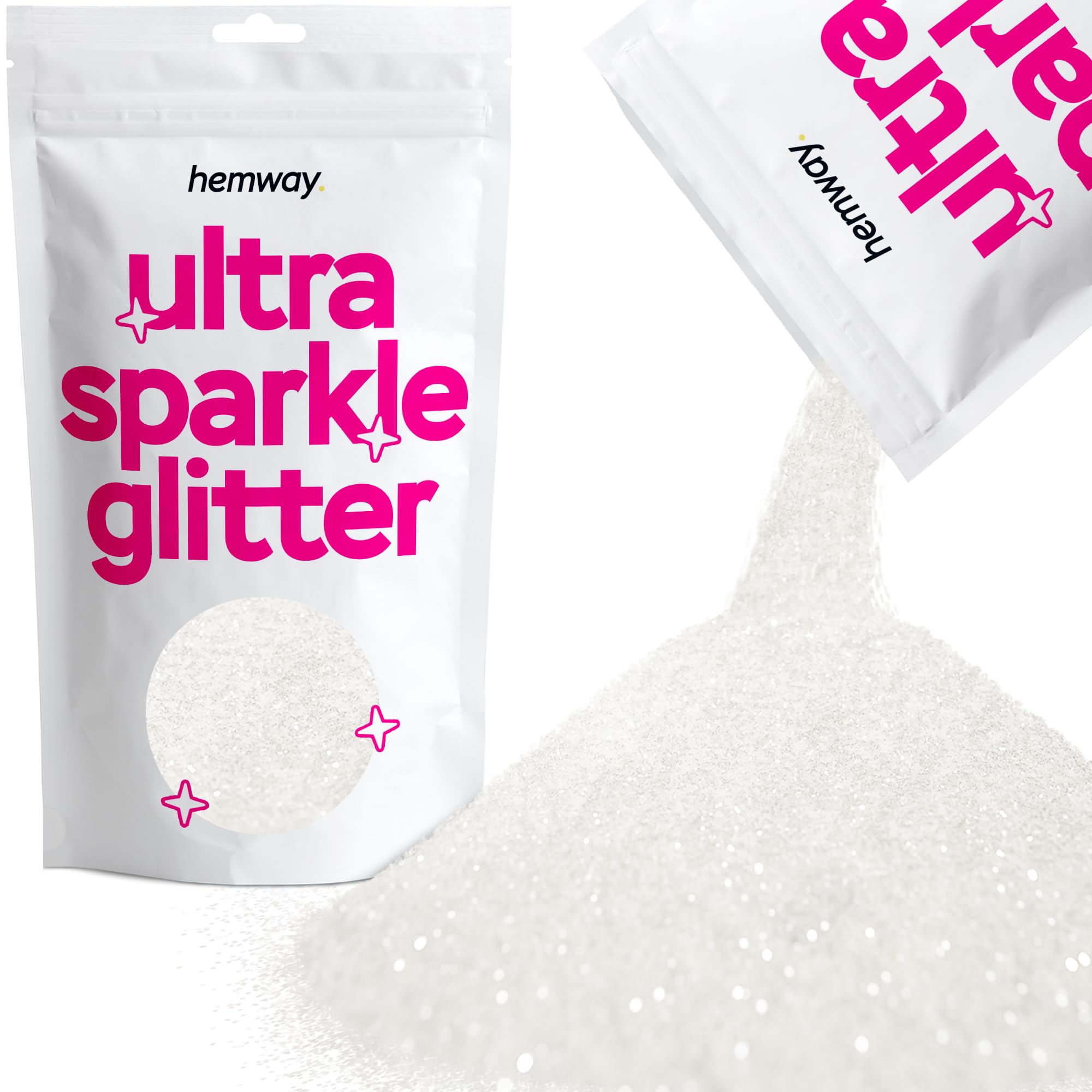 Hemway Ultra Sparkle Glitter White Iridescent 100g Ultrafine
