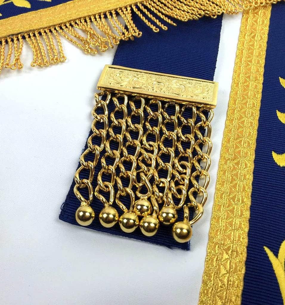 BRICKS MASONS Masonic Blue Lodge G Master Mason Gold Machine Embroidery Apron