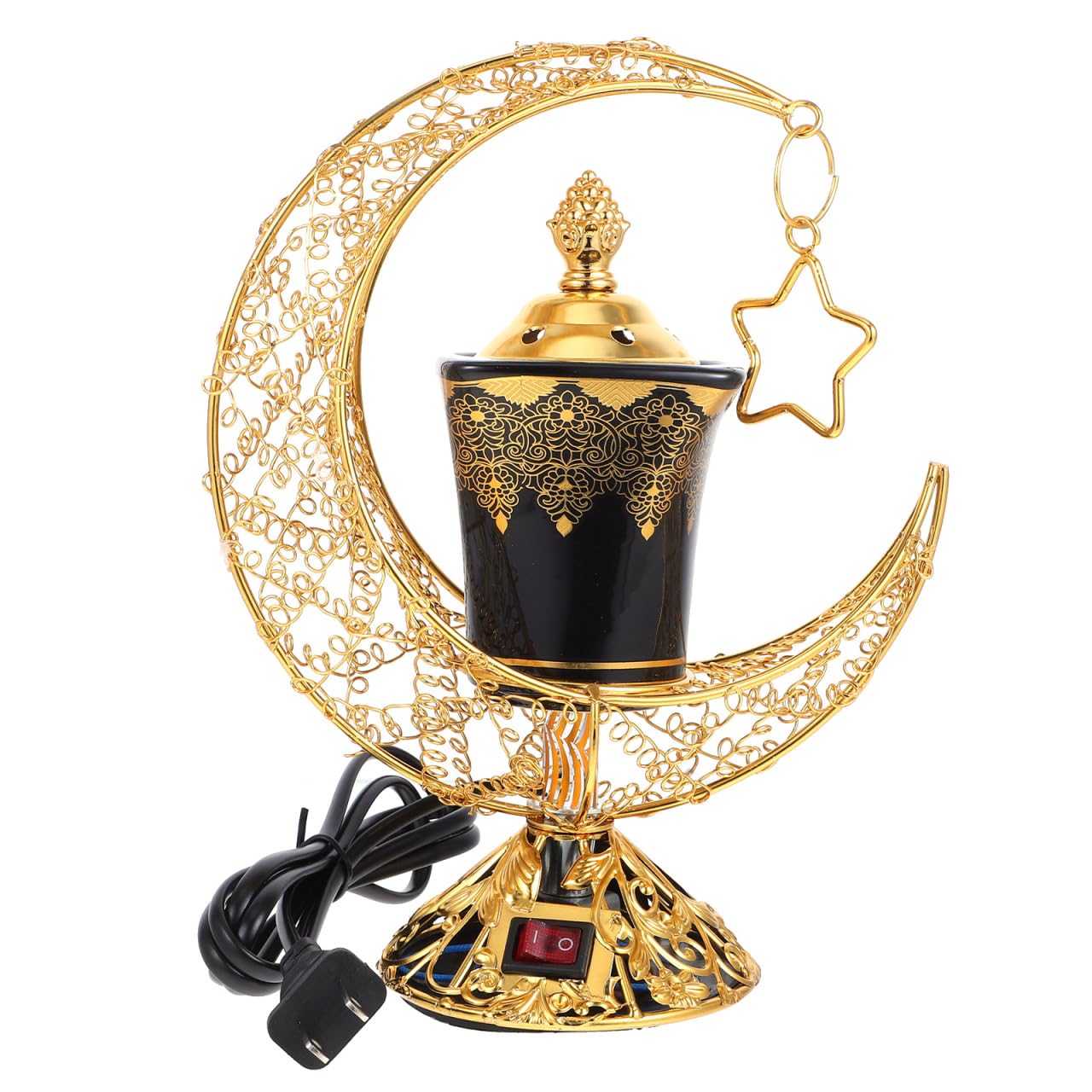 Brûleur d'encens Oud électrique lune dorée pour séances de yoga et de spa relaxantes à la maison