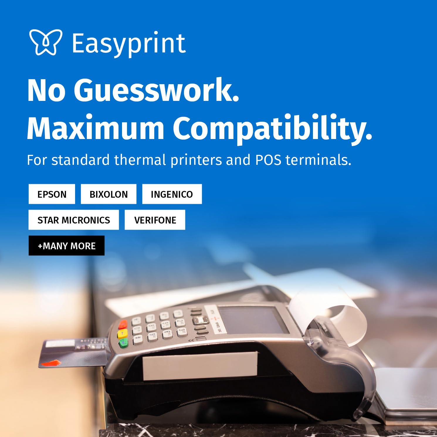 Nowość: Easyprint rolki termiczne/rolki kasowe, 100 rolek, 57 mm x 50 mm x 12 mm, 32 m, certyfikat PEFC, certyfikat środowiskowy, do EPSON, IBM i wielu innych.