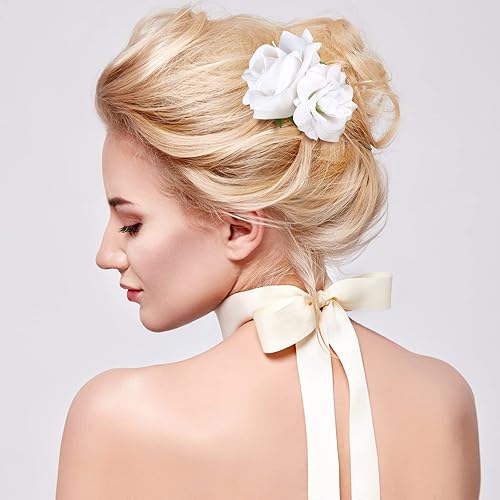 Miniatura 2 de BBTO 12 pinzas para el cabello de rosas, accesorios mexicanos para bailarinas de flamenco, mujeres, flores mexicanas, clips de flores para novia,