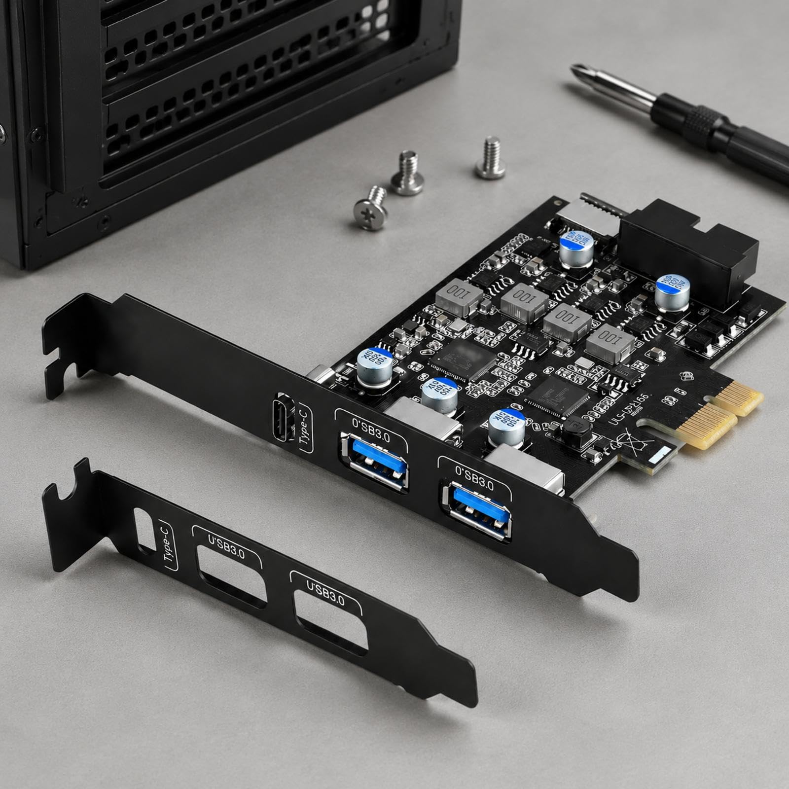 Karta rozszerzeń PCIe USB z 2 gniazdami USB-a i gniazdem USB 3.0 typu C