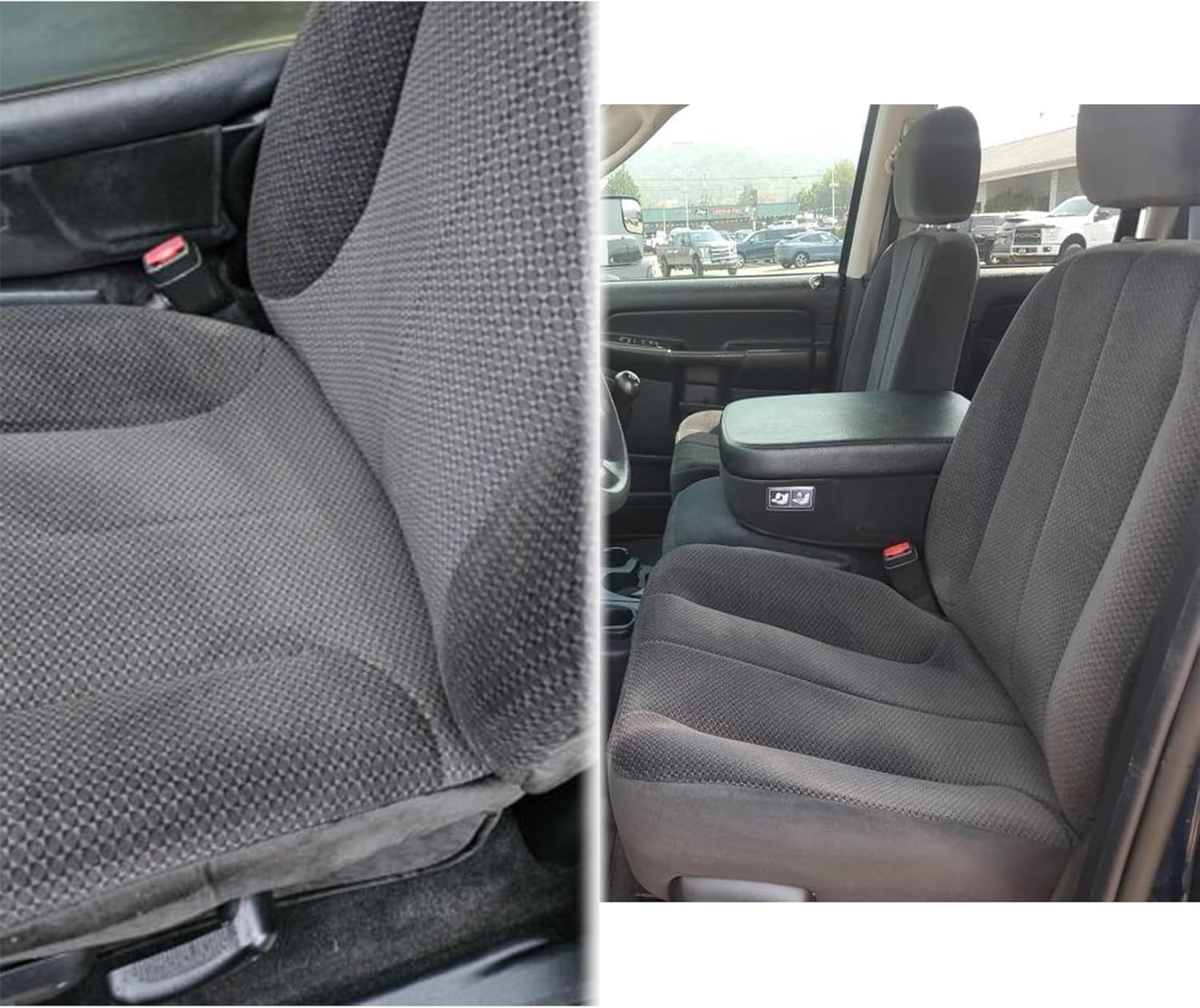 NLQR Front Driver Side Bottom Replacement Cloth Seat Cover Dark Gray Compatible with Dodge Ram Pickup 1500 2500 3500 4500 5500 SLT Laramie ST Custom Base 2002 2003 2004 2005