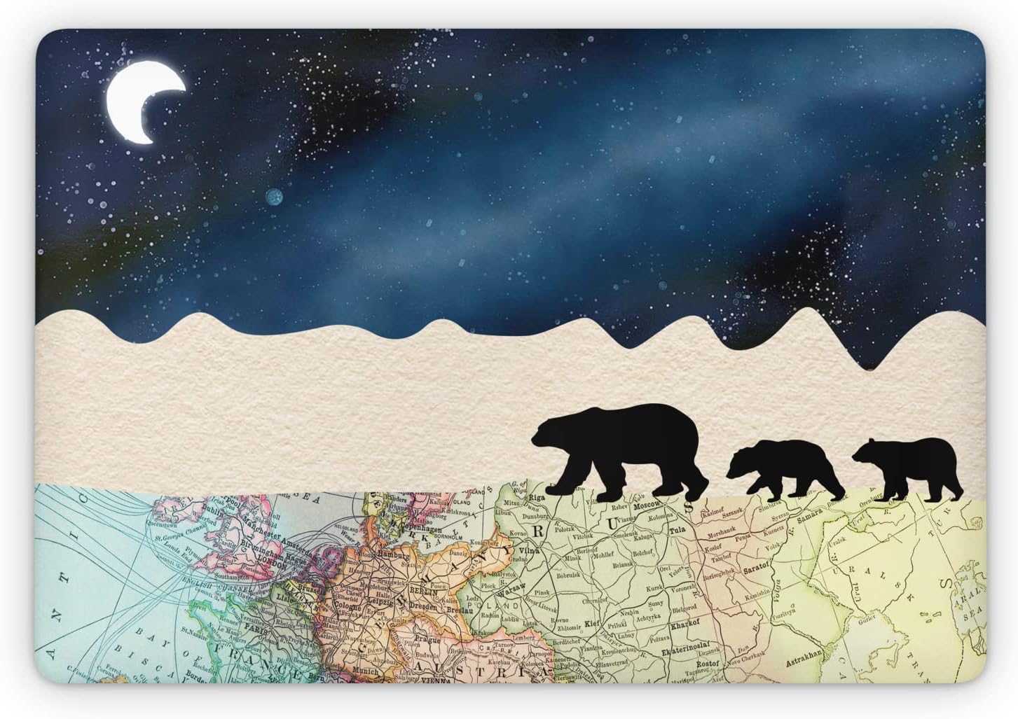 Mertak Vinyl Skin Compatible with MacBook Air 13 M2 M1 2023 2022 Pro 16 inch 15 14 2021 2020 2019 Map Family Animal Laptop Arctic Wrap Cover Polar Bear Top Keyboard Cute Sticker Print Night Sky