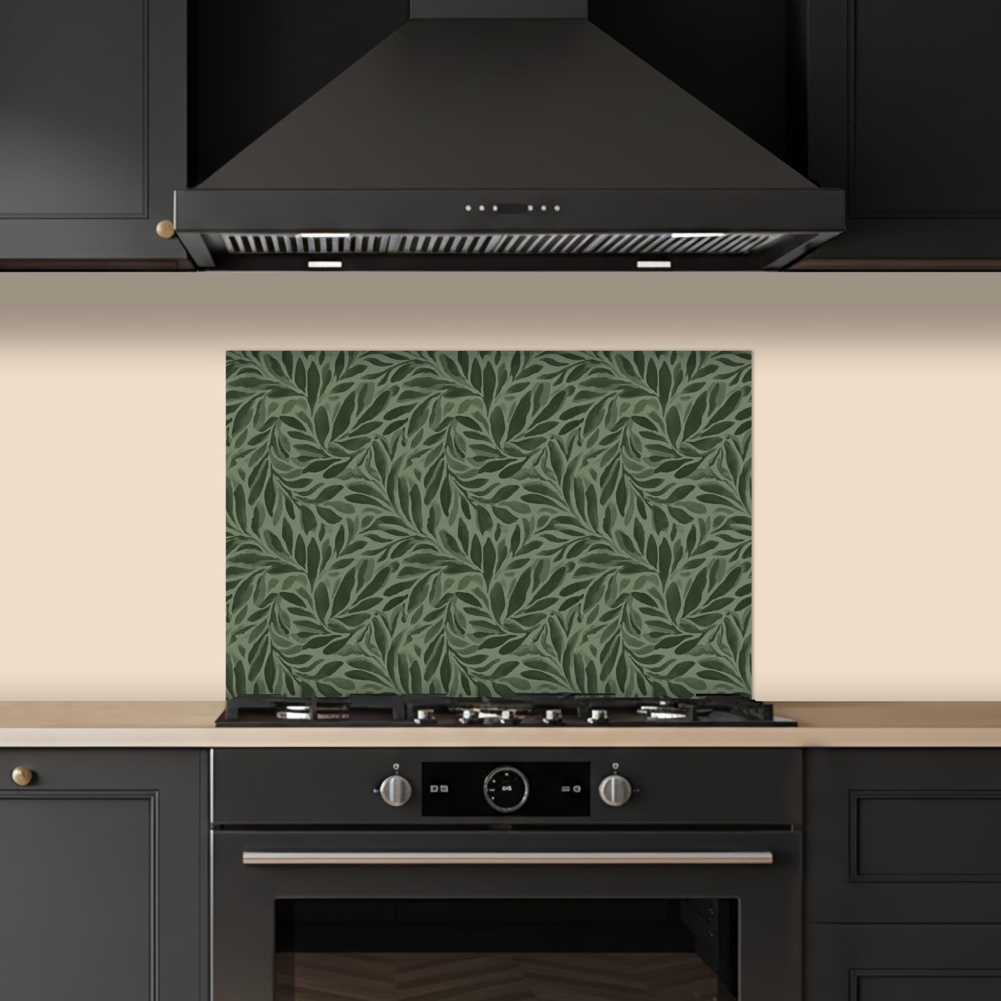 KitchenYeah© Spritzschutz Küchenrückwand 60x40 cm Selbstklebend Küche Rückwand Küchenwand Wand Küchenfront Verkleidung Küchenspritzschutz Blätter - Bio - Grün