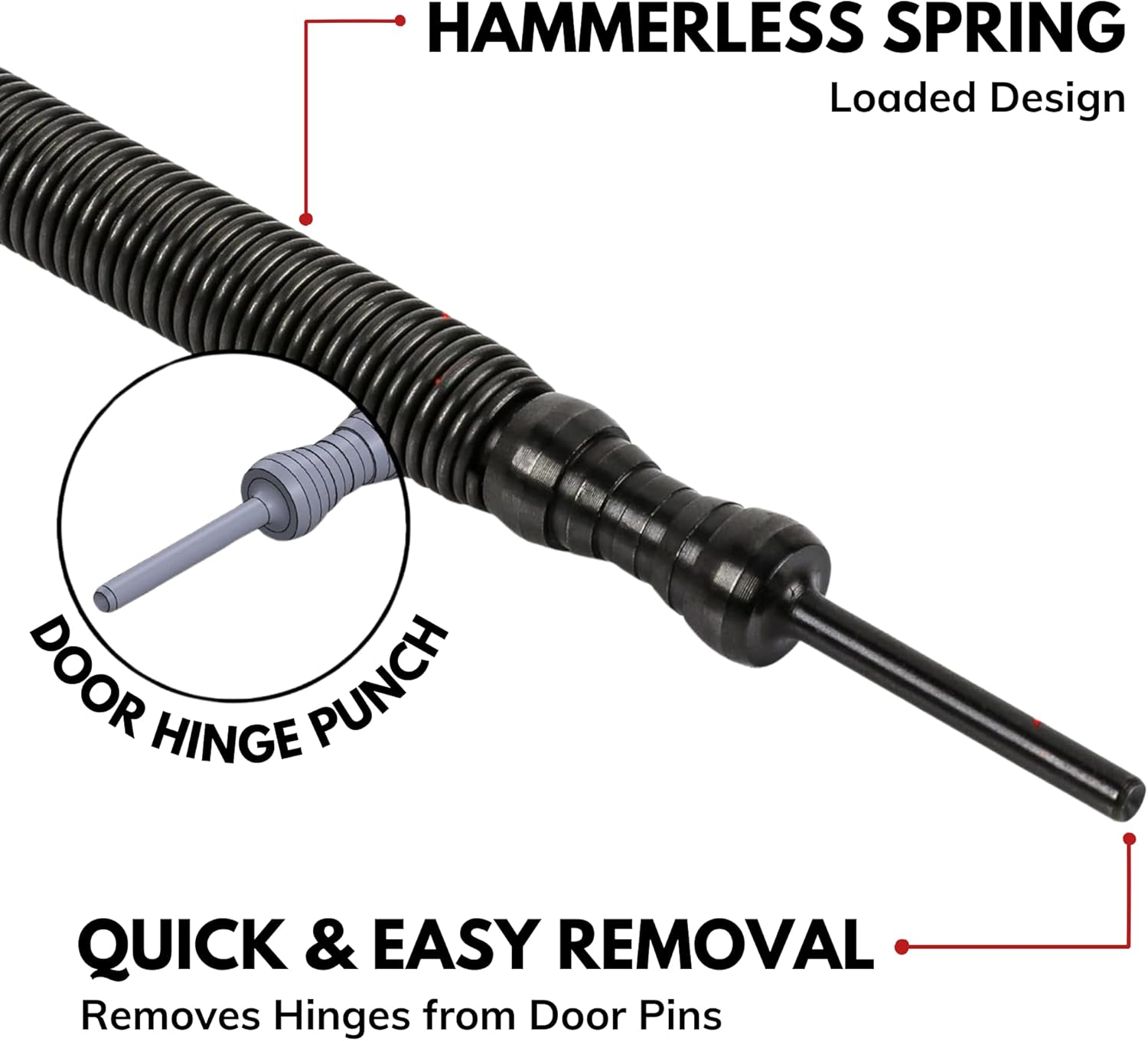 HIT Tool Door Hinge Pin Removal Tool – Spring-Driven Hinge Pin Punch & Steel-Faced Hammer – Compact, Hammerless Tool for Easy Pin Removal & Installation – Made in The USA