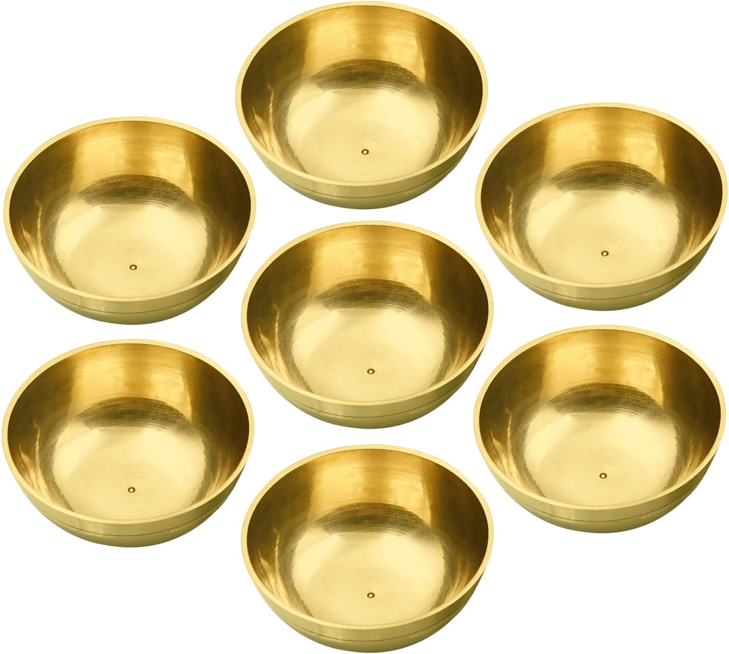 Shubhkart Brass Offering Bowl, Pack of 7 Brass Mini Water