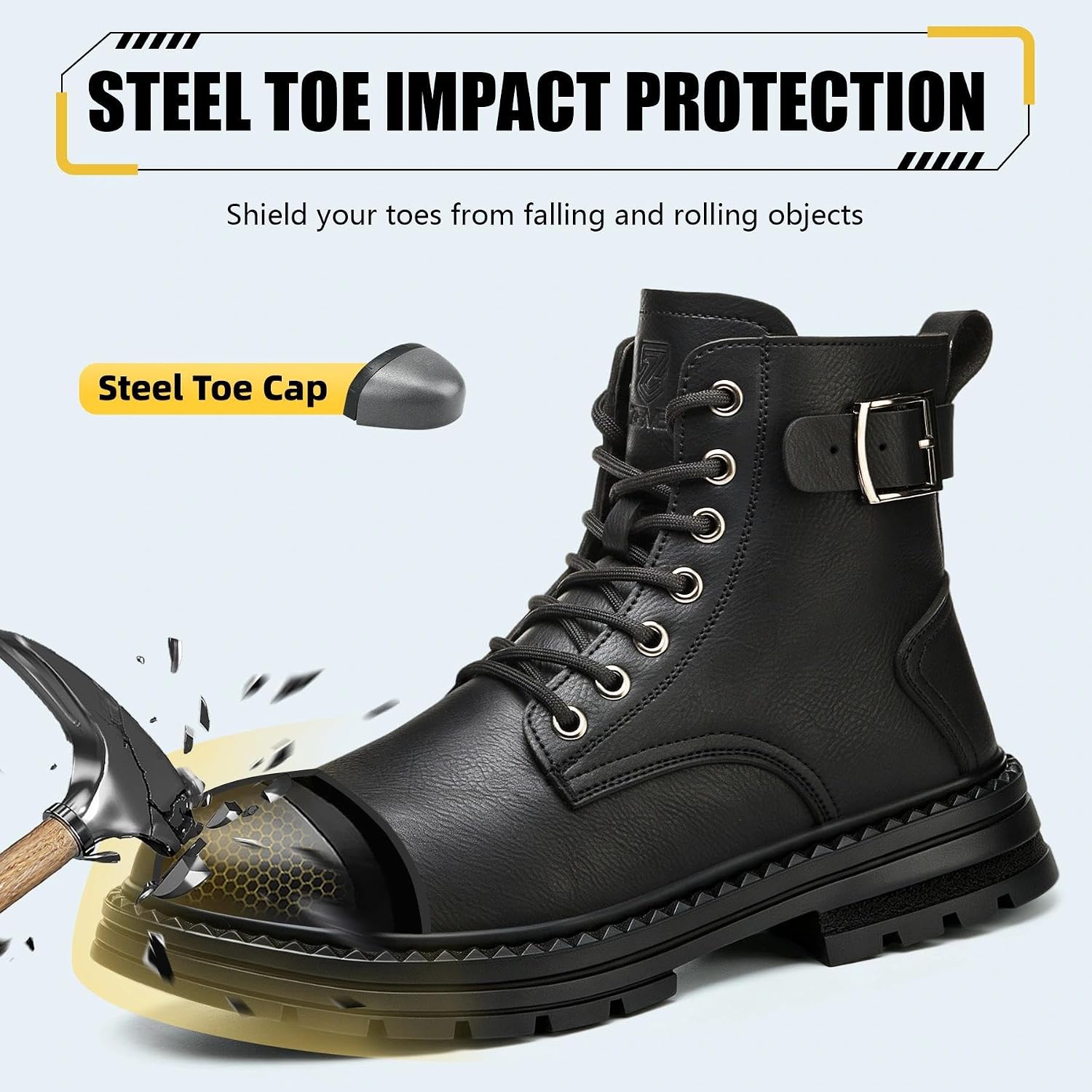 Steel Toe Boots for Men & Women,Slip On Work Boots for Construction thumbnail
