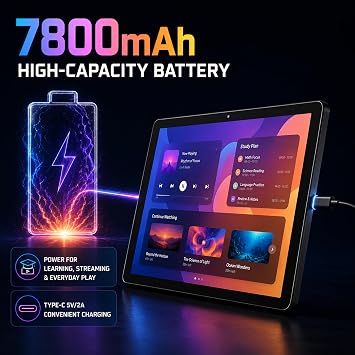 2026 Latest 11 Inch Android 16 Tablet, Tablet with 30GB RAM+128GB ROM, 1TB Expandable, 1280 * 800 Eye-Care LCD Display, 7800mAh Battery, WiFi 6+BT5.4 Ultra-Thin Tablet for Study Entertainment