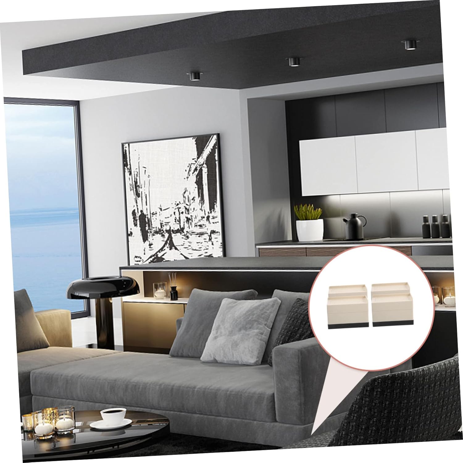 4Pcs Nonslip Furniture Risers for Beds Sofas Heavy Duty Table Lifters Easy Install Bed Elevators for Washing Machines Storage