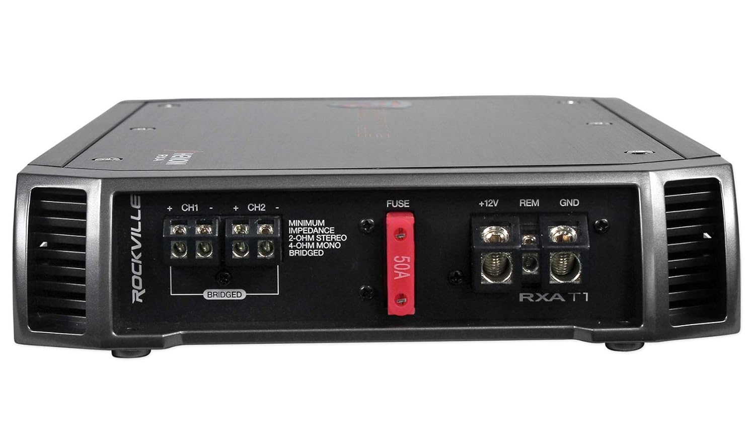 Rockville RXA-T1 Bundle: 2-Channel 1500-Watt Peak/370-Watt RMS Car Audio Amplifier, RWK81 8-Gauge Complete Amplifier Wiring Installation Kit, bridgeable, 2-Items