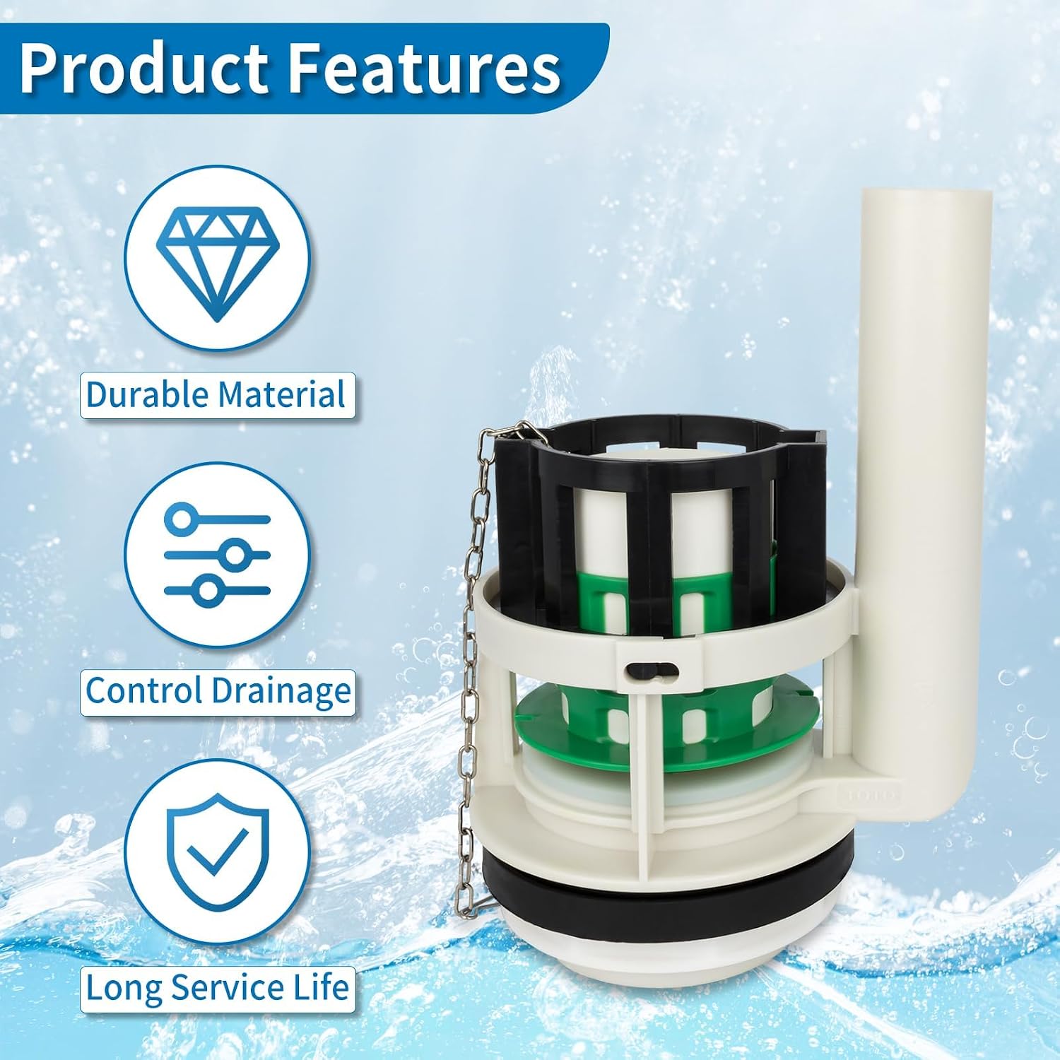 Toilet Flush Valve Replacement, Compatible with ToTo THU Two Piece Toilet 3 Inch Flush Hole Inlet Valve, Toilet Tank Drain Valve Flusher Repair Kit