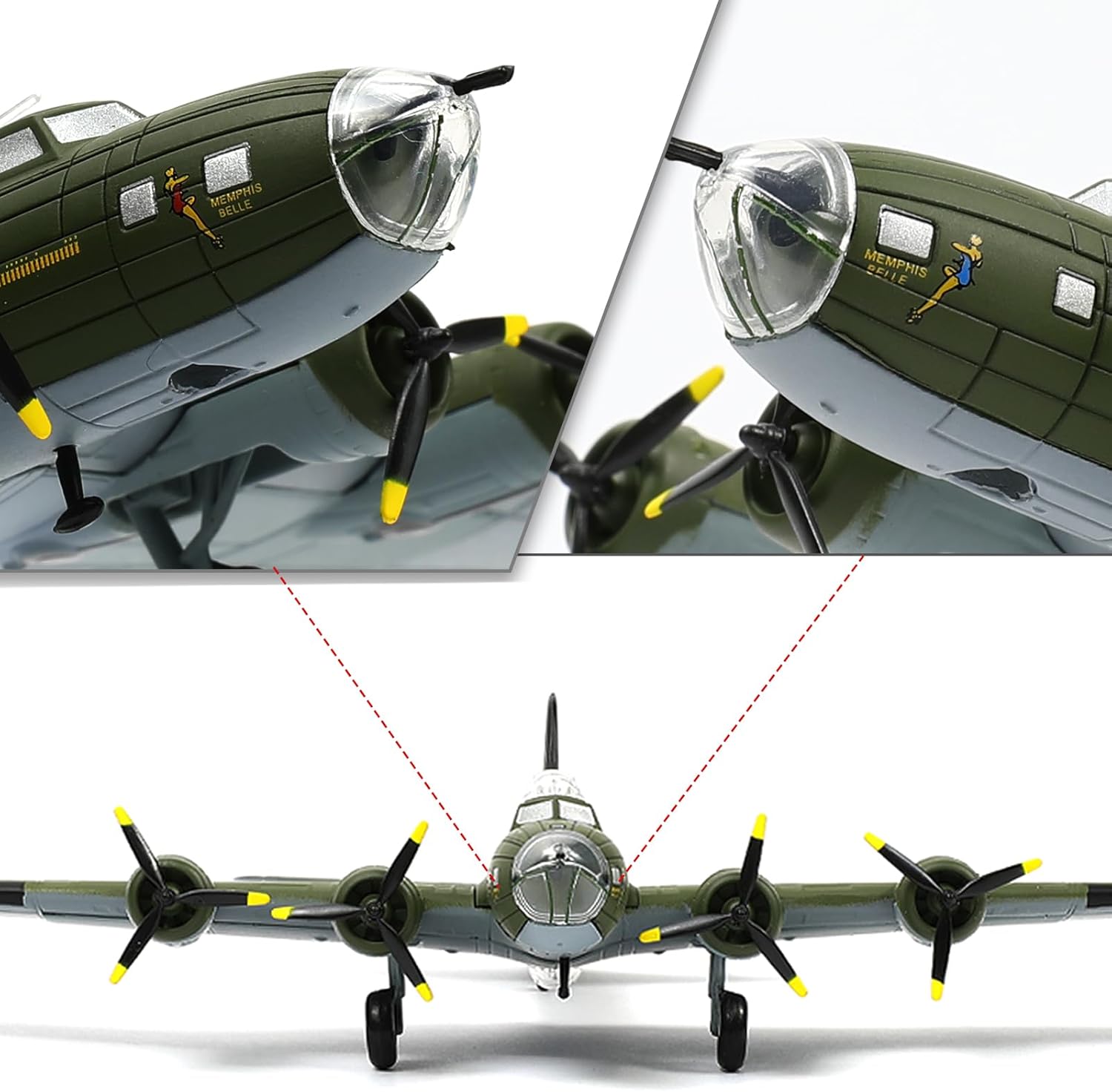 NUOTIE 1:144 B-17F Flying Fortress Memphis Belle Bomber Metal Model Military Model Fairchild Republic Diecast Plane Model for Collection