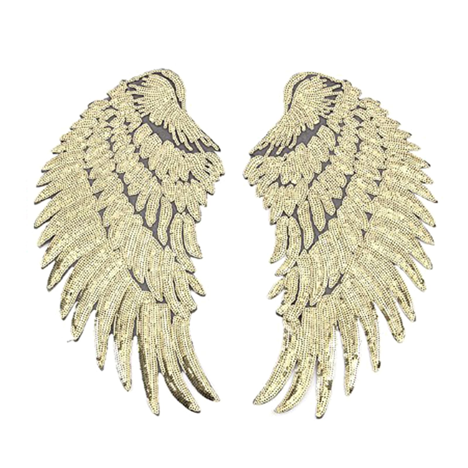Kalttoy Gold 1 Pair Iron On Patches Sequins Wing Patches Badge Appliques Wing Embroidered Devil Sewed On Appliques Embroidered Sequins