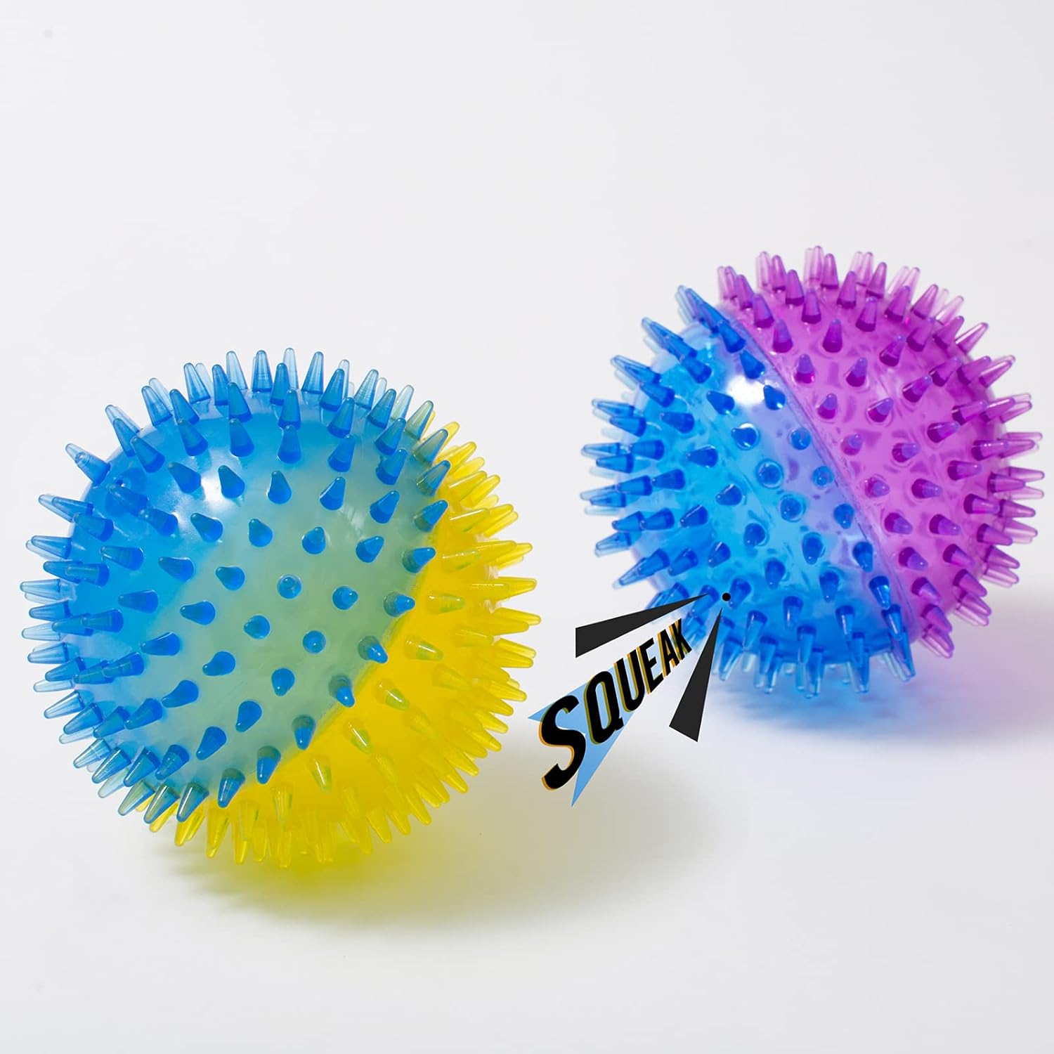 Pawdoer Squeaky Dog Toy Balls for Large and Extra Large Dogs, 4.0″ Interactive Fetch Ball Puppy Chew Toy Spike Ball, Durable Bounce…