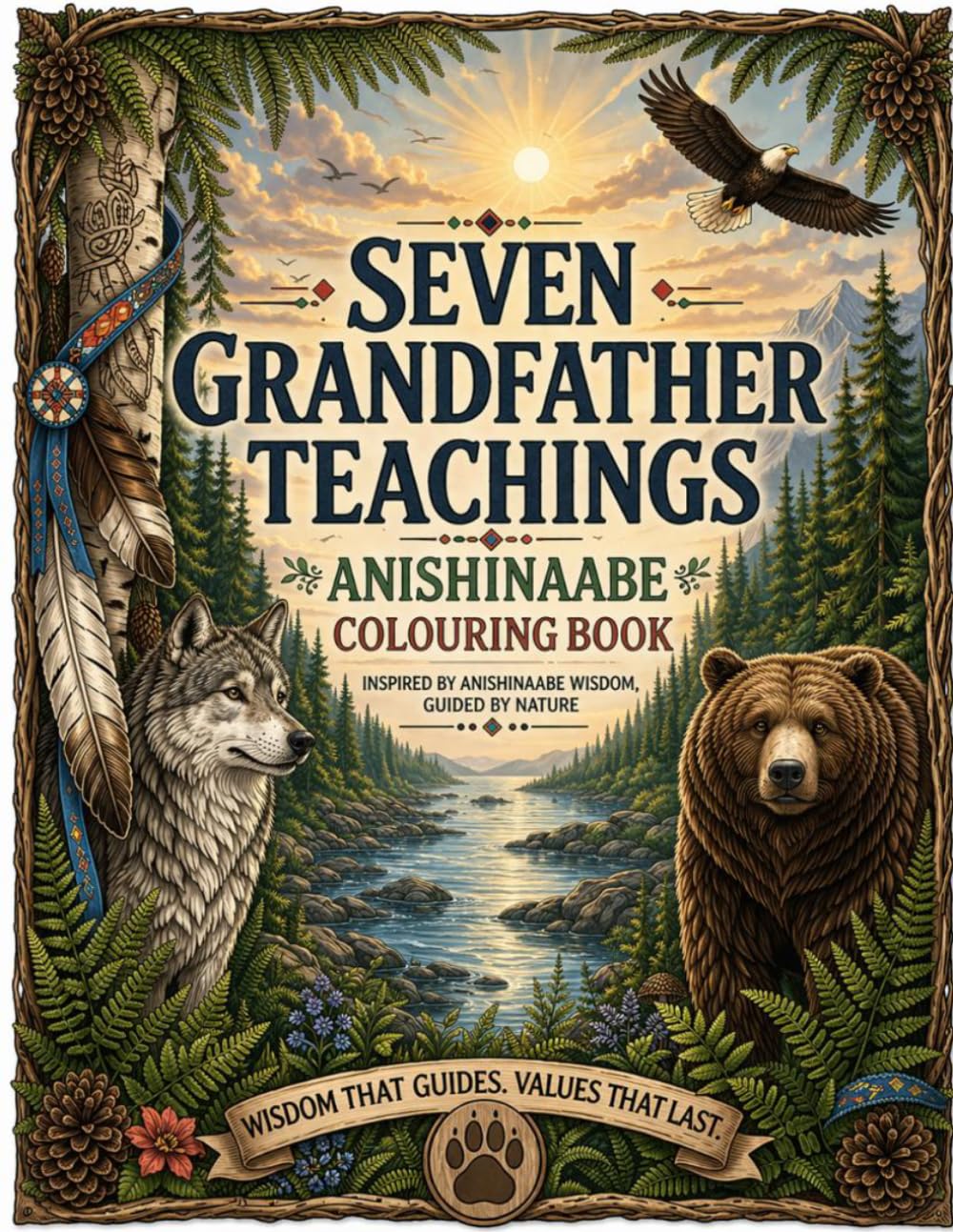 Seven Grandfather Teachings Colouring Book: A Journey of Wisdom, Respect, and Heart