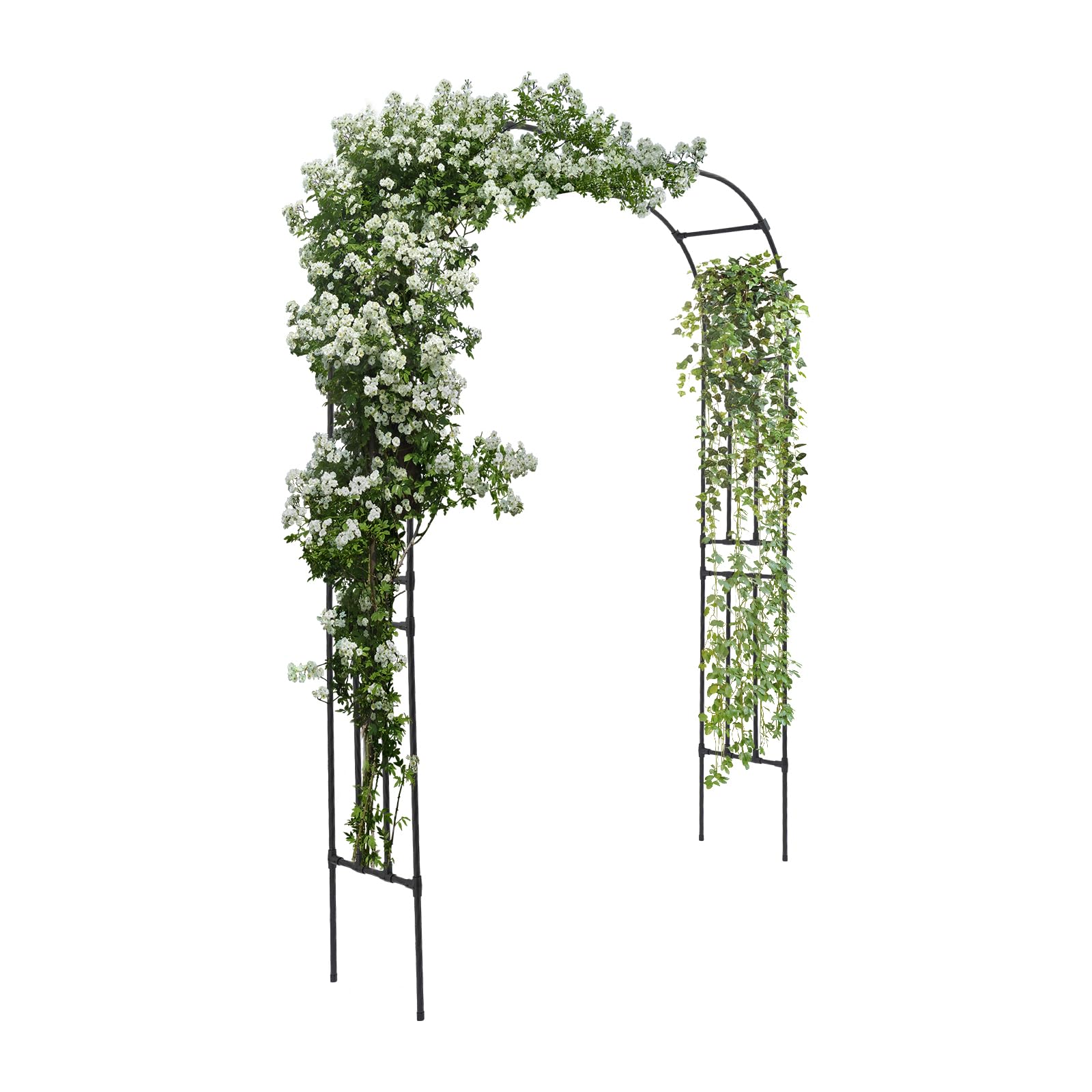 Arco da giardino in metallo, 2,5 x 1,5 m, arco da giardino per decorazione di matrimoni, feste, traliccio, per piante rampicanti, per coltivare frutta rampicante, verdura e fiori (nero)