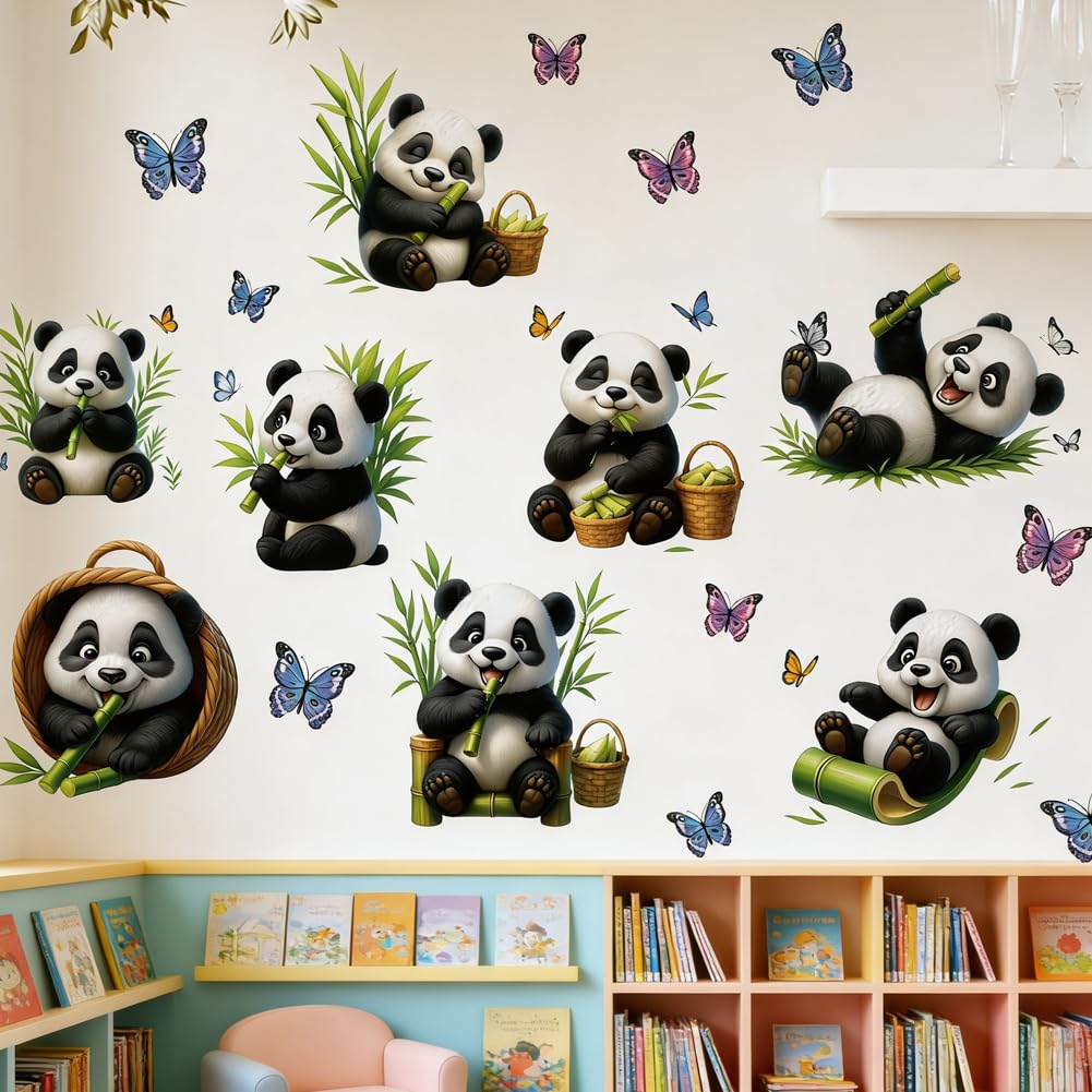 Panda Wall Stickers,Panda Animals Wall Decal Bamboo Forest Wall Stickers for Kids Room Bedroom Classroom Living Room Nursery - Image 4
