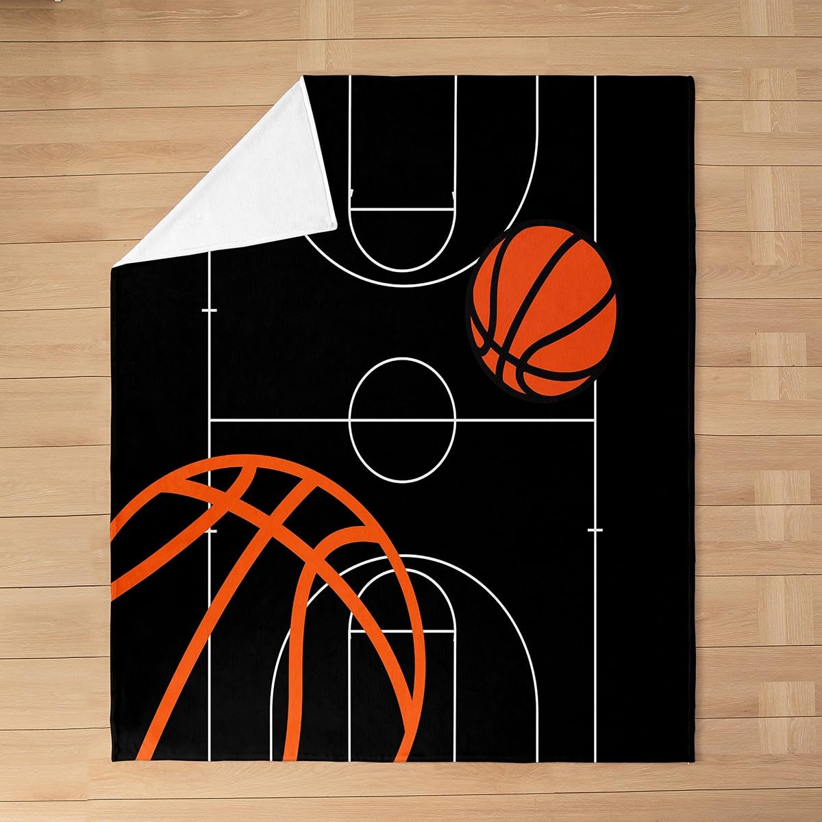 Coperta da basket con decorazione da basket, coperta in pile