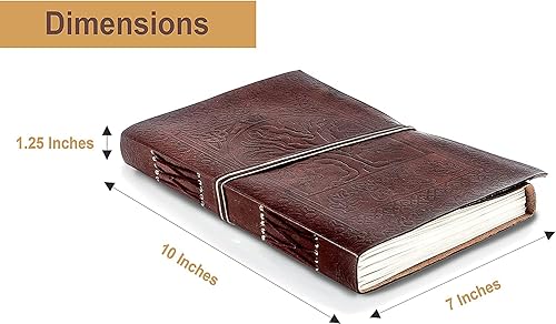 Miniatura 3 de Tree of Life - Cuaderno de cuero (180 páginas) - Diarios recargables vintage antiguos de cuero genuino para hombres y mujeres - 7 x 10 pulgadas sin