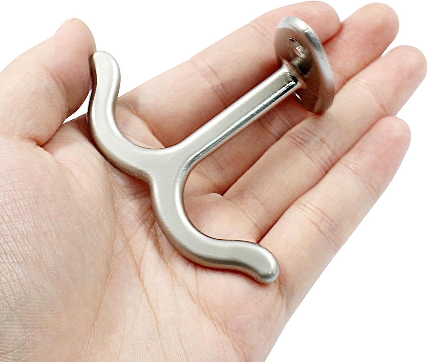 Matte White Zinc Alloy Double Prong Ceiling Hook Towel, Robe Clothes Hook, Coat Hook for Cabinet Closet Bathroom Garage(Pack of 6)