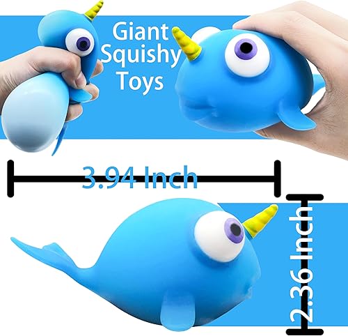 Miniatura 3 de Pelotas antiestrés de ballena para niños, bola de masa para aplastar (paquete de 1), juguetes esponjosos para niños, bola gigante para el estrés,