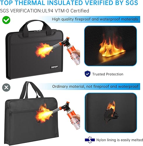 Miniatura 3 de ENGPOW Organizador de archivos de acordeón, carpeta de archivos expandible ignífuga con múltiples bolsillos, organizador de documentos de 13