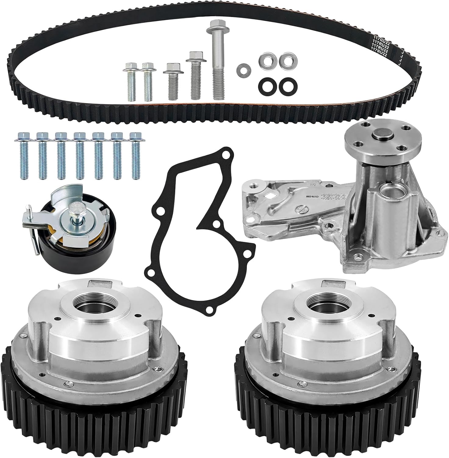 Timing Belt Kit & VVT Sprocket w/Water Pump Compatible with Ford Escape Fiesta Fusion Transit Connect 1.6L 2011-2019 Replace BE8Z-6268-C BE8Z-6K254-A DS7Z6256A DS7Z6256B