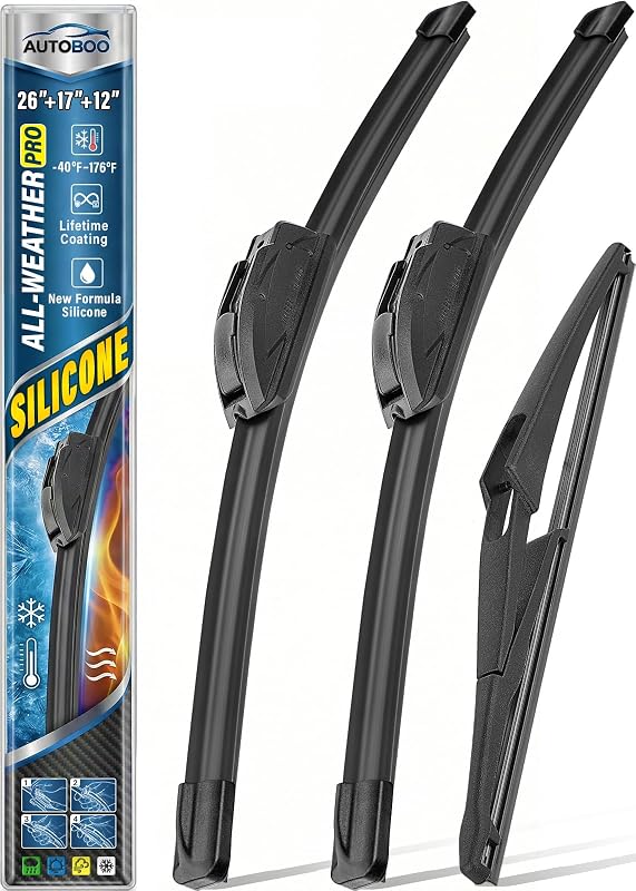 Palhetas do limpador de para-brisa de silicone AUTOBOO para Nissan Rogue e Pathfinder – Kit com 3 unidades