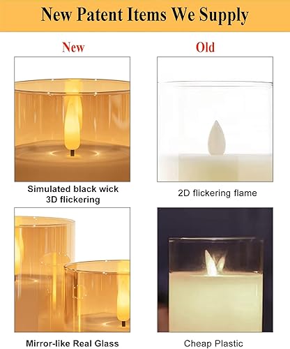 Miniatura 3 de Angelloong Velas parpadeantes de cristal transparente, sin llama, funcionan con control remoto y baterías, velas LED con temporizador, románticas