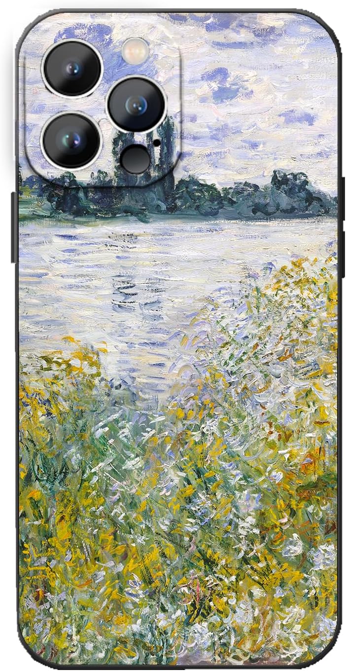 iphone 13 – WMCFNG Compatible avec iPhone 13, Jardin Fleuri avec Chemin de Van Gogh, esthétique de téléphone, Fine et résistante aux Chocs (Fleurs sur Les rives de Seine près de vétheuil, iPhone 15 Pro)
