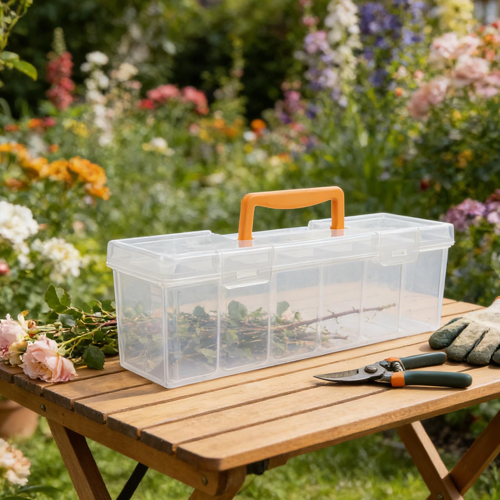SUPVOX Boîte de Rangement pour Graines Transparente avec Poignée et Compartiments Organiseur Portable Plastique pour Jardinier et Stockage des Semences