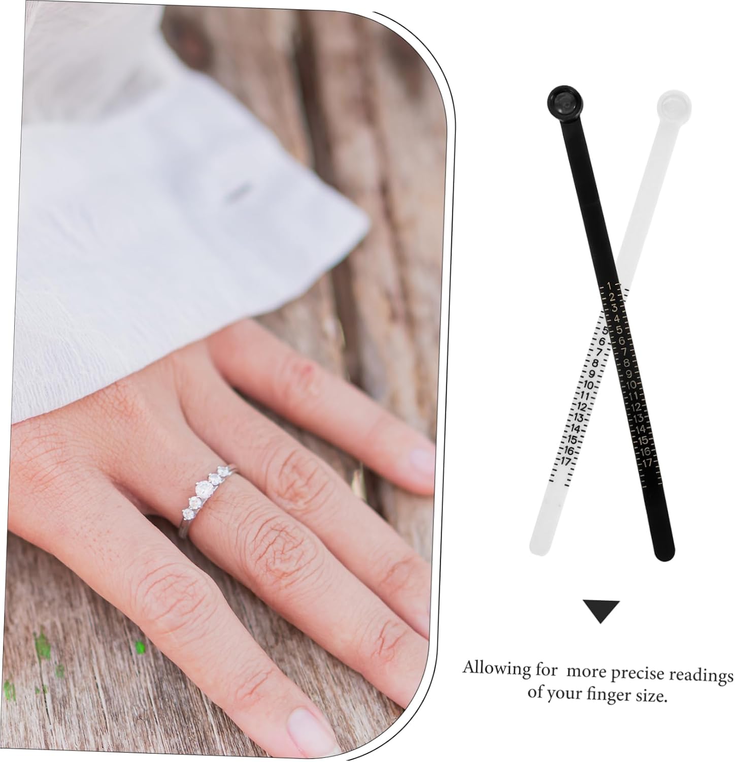 VILLFUL 2pcs Ring Magnified Glass Temporary Ring Sizer for Jewelry Measuring and White