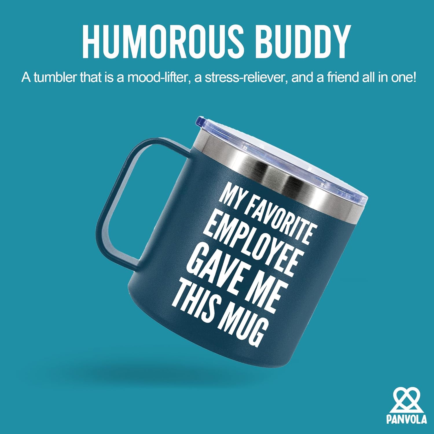 My Favorite Employee Gave Me This Mug Insulated Coffee Cup 14oz with Handle and Lid Boss Gift Employer Manager from Coworker Employee 304 Stainless Steel Tumbler Camping Travel Thermal Mug (Navy Blue) - Image 2