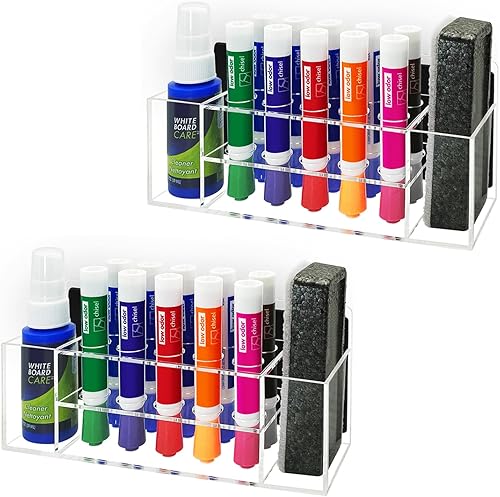 Miniatura 9 de Soporte magnético acrílico para rotuladores de borrado en seco, 10 ranuras para rotulador magnético transparente, almacenamiento magnético