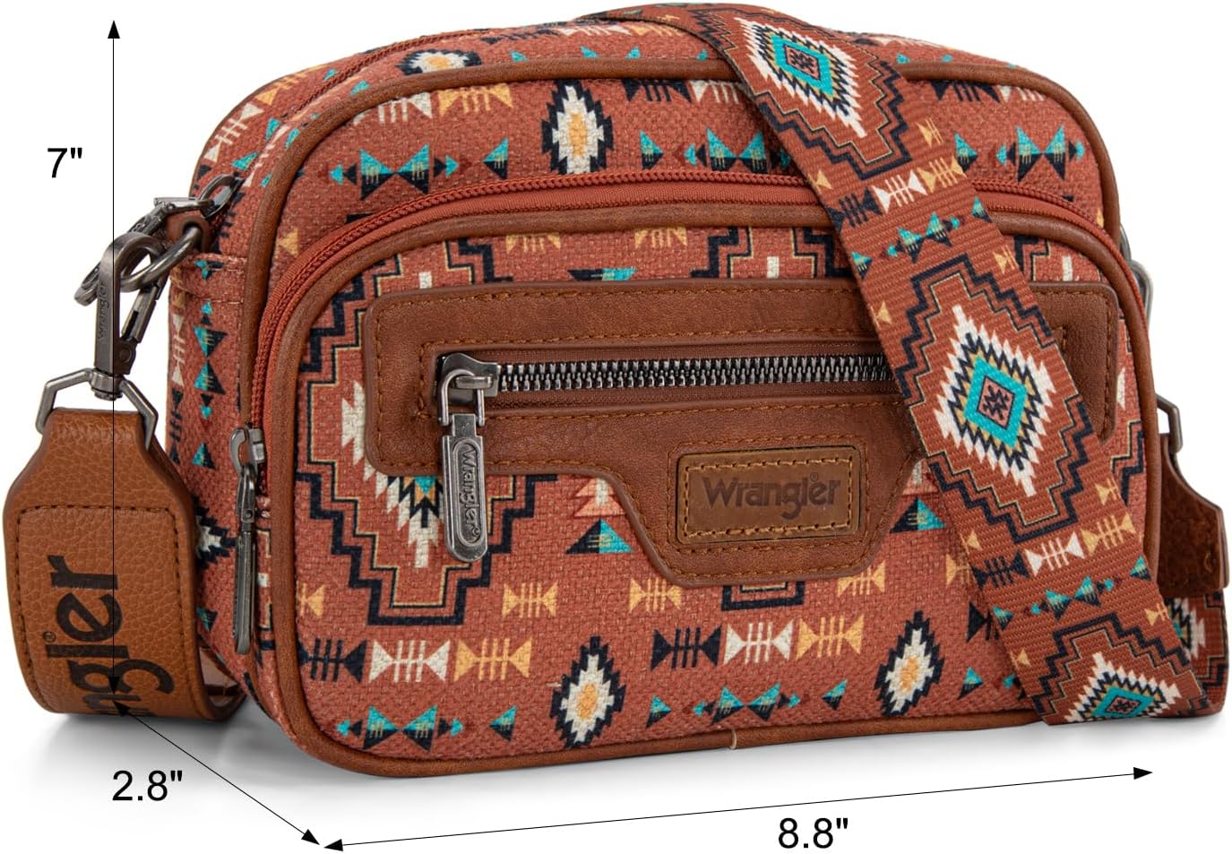 Wrangler Aztec Crossbody Bags for Women Crossbody Purse Shoulder Handbag Crossover Bag with Two Replaceable Strap - Image 5
