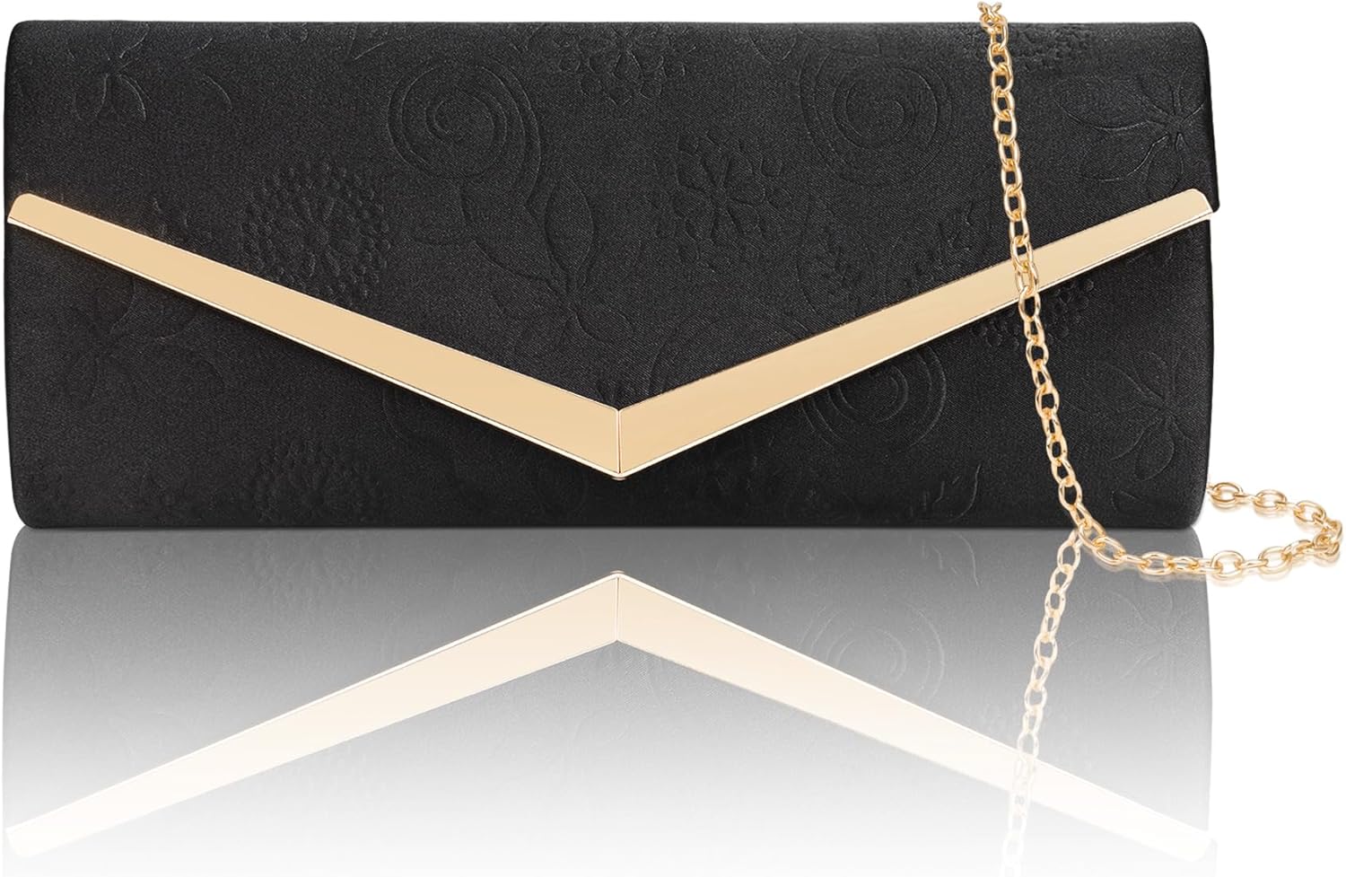 Larcenciel Clutch Purses for Women, Formal Satin Envelope Evening Bags w/Chain for Wedding, Night Out, Cocktail, Prom, Party