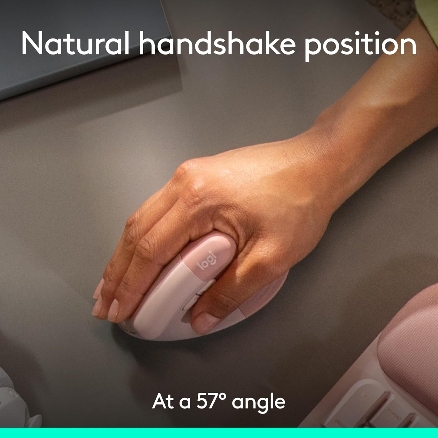 Logitech Wave Keys & Lift Vertical Mouse - Ergonomic Wireless Keyboard and Mouse Combo - with Cushioned Palm Rest, Easy-Switch, Bluetooth, for Multi-OS, Windows/Mac - Rose