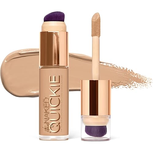Urban Decay Quickie 24HR Full Coverage Waterproof Concealer, Natural Matte Finish, Hydrating Vitamin E, Dual-ended Buffing Brush & Multi-use Applicator, Noncomedogenic, Vegan, Cruelty-free - 0.5 fl oz
