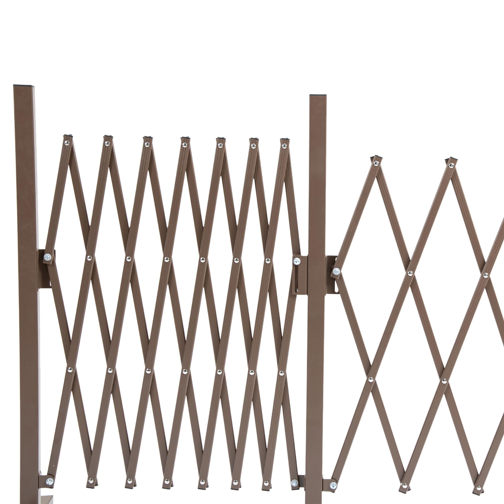 Outsunny Valla de Jardín Exterior de Aleación de Aluminio Valla Metálica Extensible con Rueda para Decoración Terraza Patio 405x31x103,5 cm Café Oscuro