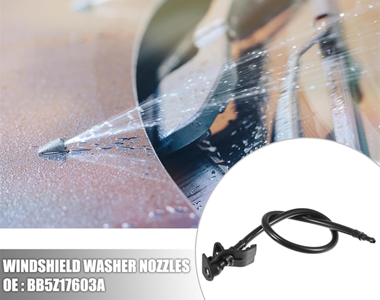 BB5Z-17603-A Adjustable Windshield Washer Nozzles compatible with Ford Explorer MK5 2011-2015 for Ford Mustang 2010-2014 Windscreen wiper spray jet replases BB5Z17603A, AR3Z17603A, 2-Pack Kit