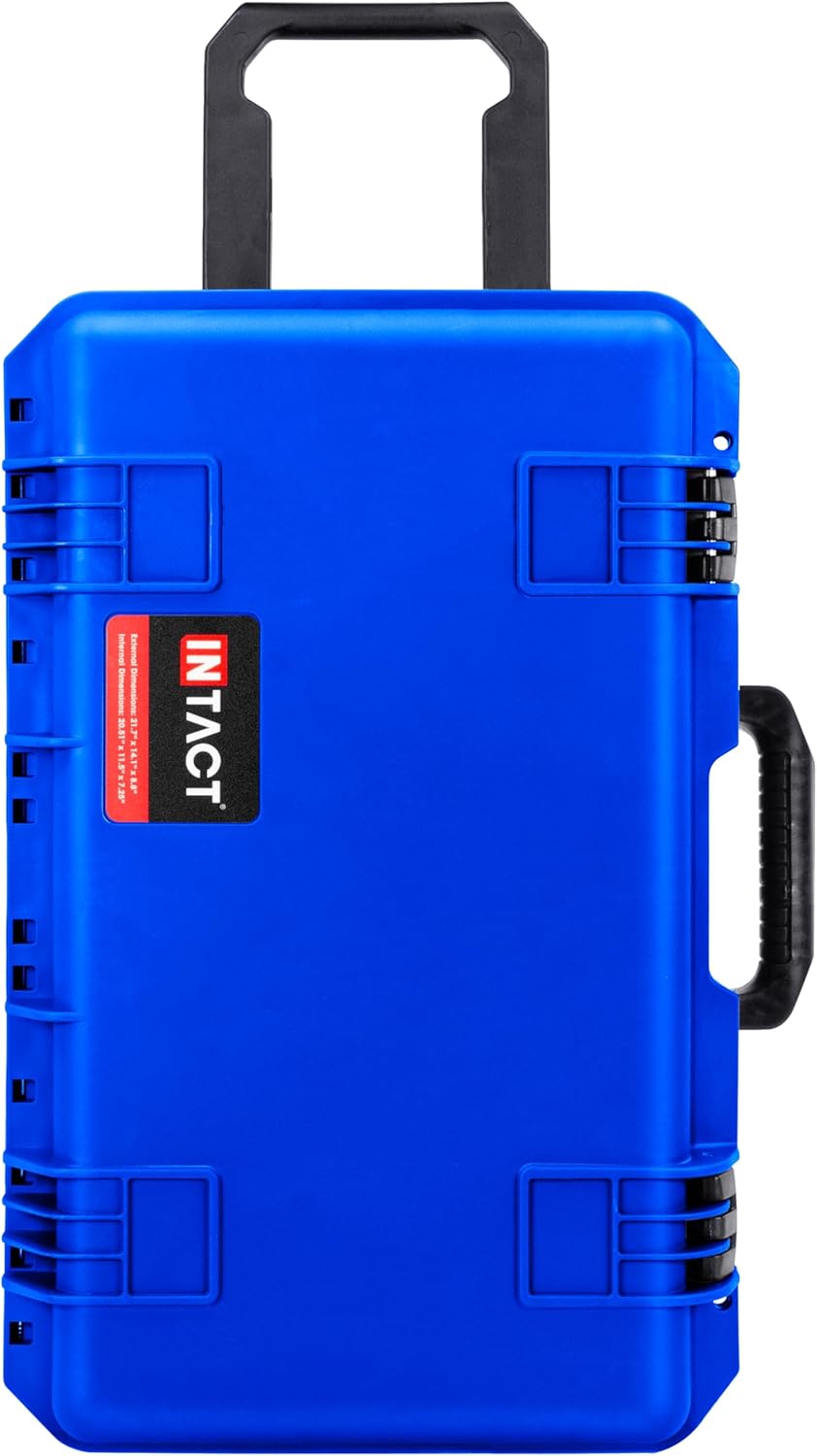 Eylar 22 Inch Intact Premium Series Hard Rolling Carry-On Travel Case, Lightweight and Durable Design with Foam (Blue)