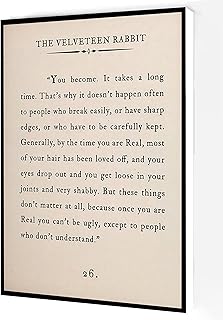 The Velveteen Rabbit Canvas Wall Art,Margery Williams Quote Poster,Book Page Print Modern Artwork Painting For Living Room Office Home Decoration 8''x12'' Framed