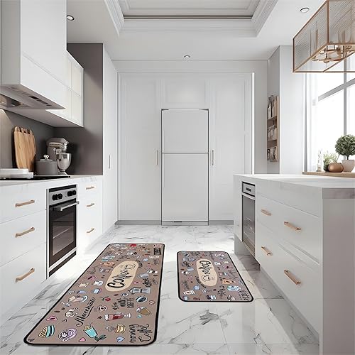 Miniatura 2 de Voanos Farmhouse - Juego de 2 alfombras de cocina con diseño de vaca, girasol, antideslizantes y absorbentes, lavables para cocina, decoración del